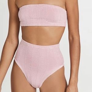 Hunza G, Edie Nile Bikini Set, Metallic Dusty Pink, NWOT, One Size